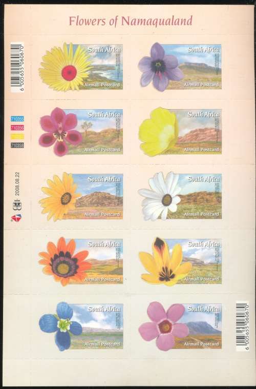 RSA  2008 -  FLOWERS OF NAMAQUALAND  FULL SHEET FINE MINT