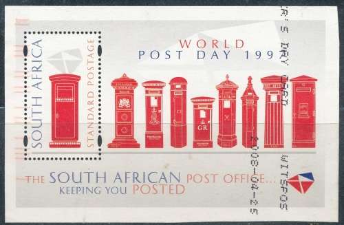 RSA  1997 -  WORLD POST DAY MINI-SHEET FINE POSTALLY USED