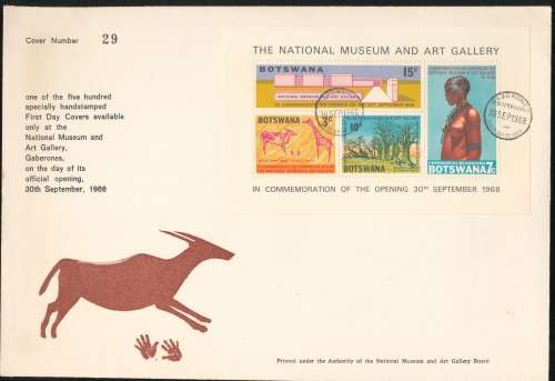 BOTSWANA - 1968  NATIONAL ART GALLERY COMMEM  COVER - ONLY 500 EXIST