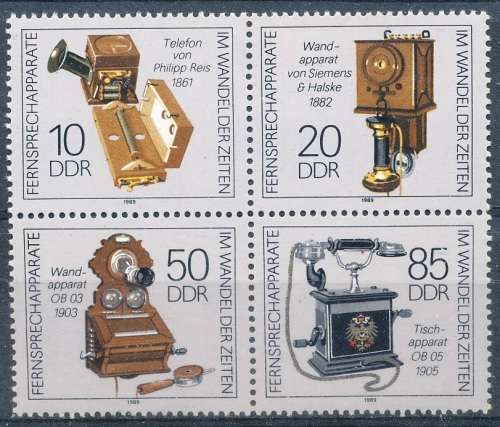 GERMANY DDR  - 1989 Historical Telephones COMPLETE SET - FINE   MINT