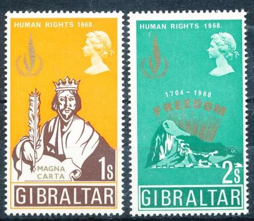 1968 - GIBRALTAR  International Year for Human rights  - COMPLETE SET FINE  MINT