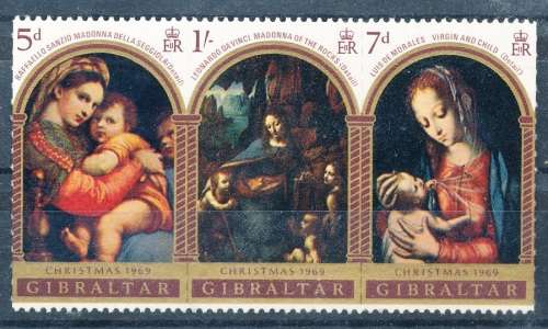 1969 GIBRALTAR  Christmas Stamps - COMPLETE SET FINE  MINT