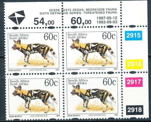 RSA   -  6th DEFINITIVE  60c  CONTROL BLOCK  FINE  MINT -  1997/05/12