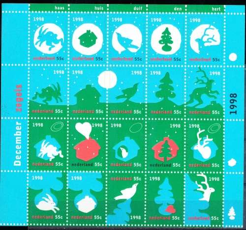NETHERLANDS   -  1998  December Stamps   FULL SHEET  -  FINE MINT