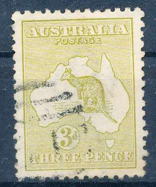 AUSTRALIA  1915  -  Definitive Issues - Kangaroo and Map  3d  -  FINE  USED
