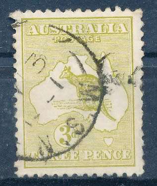 AUSTRALIA  1915  -  Definitive Issues - Kangaroo and Map  3d  -  FINE  USED