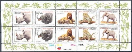 RSA  - 1996  -   WILDLIFE  BIG FIVE    FULL SHEET   - FINE   MINT