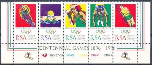 RSA  - 1996  -  Olympic Games - Atlanta, USA  CONTROL BLOCK   - FINE  MINT