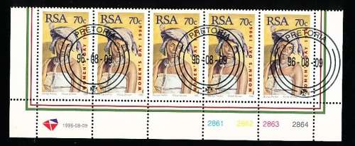 RSA  - 1996  -   National Women`s Day  CONTROL BLOCK   - FINE  CTO USED