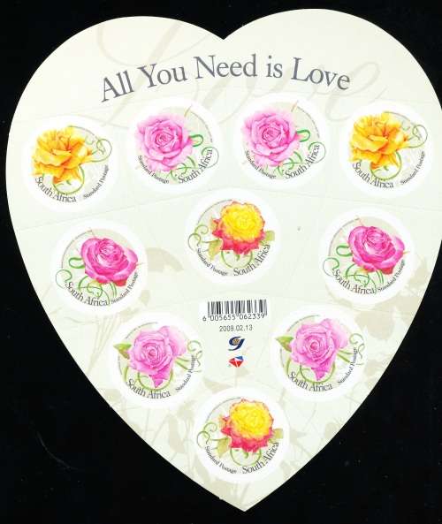 RSA  -  2009 -   Flowers - Roses. Self-Adhesive Stamps  FULL SHEET   - FINE  MINT