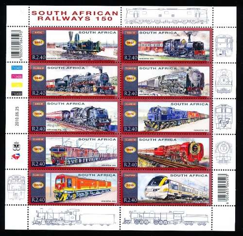 RSA  -  2010 -  South African Railways  FULL SHEET   -  MINT