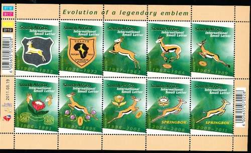RSA  -  2011 -   South African Rugby Emblem 1906-2011  FULL SHEET   - FINE  MINT
