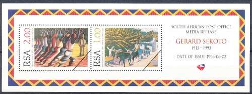 RSA  - 1996  - Gerard Sekoto Commemoration  MEDIA RELEASE -  MINT