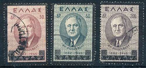 GREECE   1945  -   Memorial of President Roosevelt   COMPLETE  SET -  FINE USED