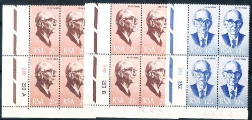 RSA  -  1968 -  President Fouche  CONTROL BLOCKS   -   FINE MINT