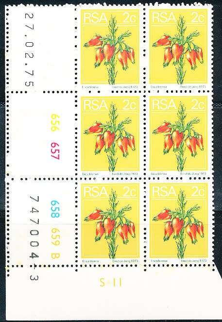 RSA -  1974  - 2nd BDEFINITIVE  2c  CONTROL  B   BLOCK  -  27/02/75   (prnt  3)   - FINE MINT