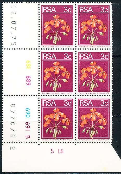 RSA -  1974  - 2nd BDEFINITIVE  3c  CONTROL  B  BLOCK  -  02/07/75   (prnt  2 )   - FINE MINT