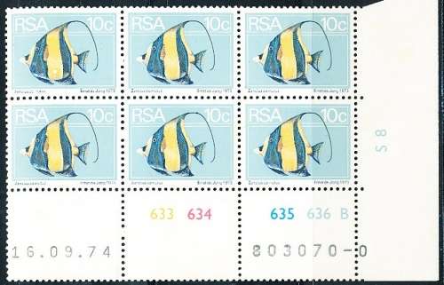 RSA -  1974  - 2nd DEFINITIVE  10c  CONTROL  B  BLOCK  -  16/09/74   (prnt  0 )   - FINE MINT
