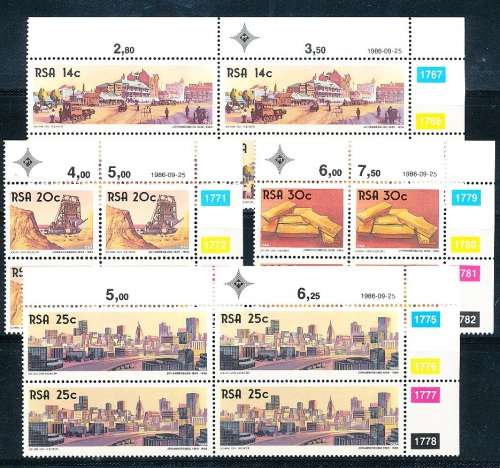 RSA  -  1986 -   Anniversary of Johannesburg   -  CONTROL BLOCKS -   FINE MINT