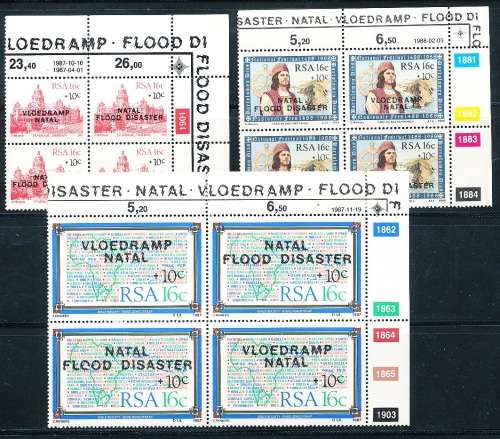 RSA  -  1987 -  Natal Flood Relief Fund  -  CONTROL BLOCKS -   FINE MINT