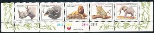 RSA  - 1996  -  WILDLIFE  BIG FIVE  CONTROL BLOCK   -    MINT