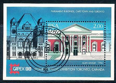 RSA  - 1996 -  CAPEX `96 International Stamp Exhibition, Toronto   MINI-SHEET  -   CTO