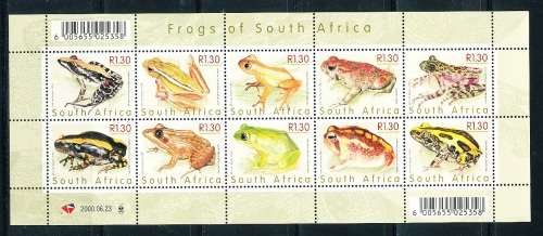 RSA  -  2000 -   Frogs of South Africa    FULL SHEET   - FINE  MINT