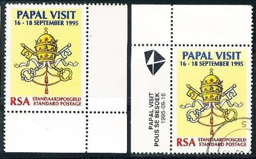 RSA -  1995  -  Visit of Pope John Paul II   SET  - FINE  MINT and  POSTALLY   USED