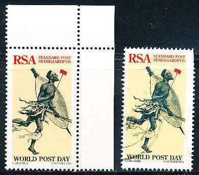 RSA -  1995  -  World Post Day    SET  - FINE  MINT and  POSTALLY   USED