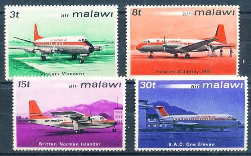 MALAWI  1972 -  Airmail - Malawi Aircraft   FULL  SET   -    FINE  MINT