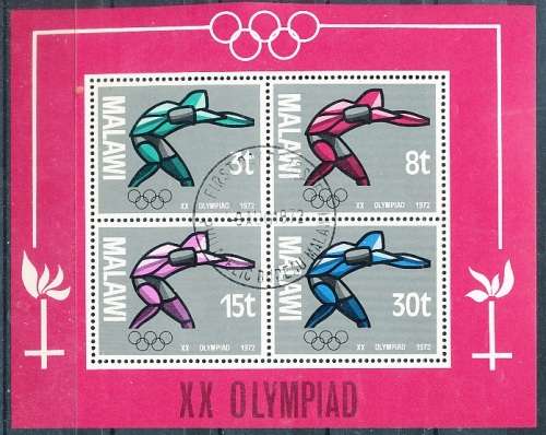 MALAWI  1972 -  Olympic Games - Munich, Germany   MINI - SHEET   -   FINE CTO USED