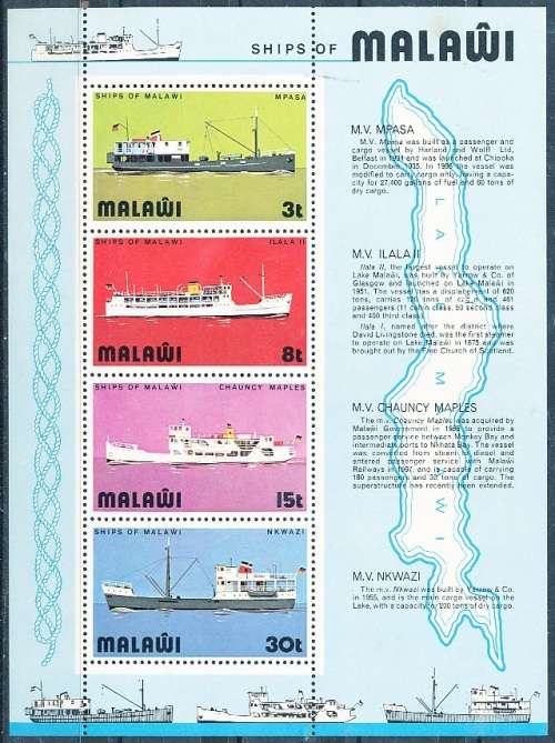 MALAWI  1975 -     Ships of Malawi   MINI - SHEET   -  FINE  MINT