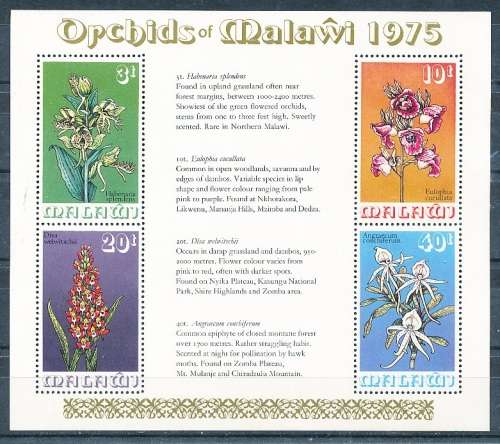 MALAWI  1975 -     Malawi Orchids   MINI - SHEET   -  FINE  MINT