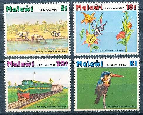 MALAWI  1980 -   Christmas - Children`s Paintings   FULL SET   -   FINE  MINT