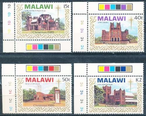MALAWI  1989 -    Christmas - Churches of Malawi  FULL  SET   -   FINE  MINT