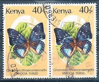 KENYA  1987 -  Butterflies   -   TOP VALUE  FINE USED  PAIR