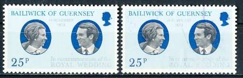 GUERNSEY   - 1973   Princess Anne & Captain Mark Phillips Wedding    SET  -  MINT and USED