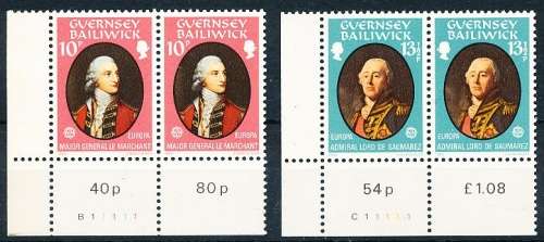 GUERNSEY   - 1980   EUROPA Stamps - Famous People  SET  -    FINE  MINT  PAIRS