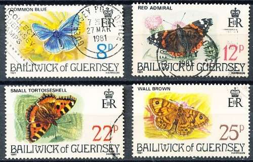 GUERNSEY   - 1981     Butterflies   SET  -    FINE  USED