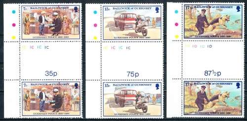 GUERNSEY   - 1980    Guernsey Police  SET  -    FINE   MINT GUTTER PAIRS