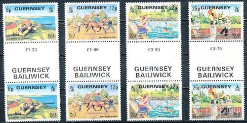 GUERNSEY   - 1981    Year for Disabled Persons   SET  -    FINE  MINT GUTTER PAIRS