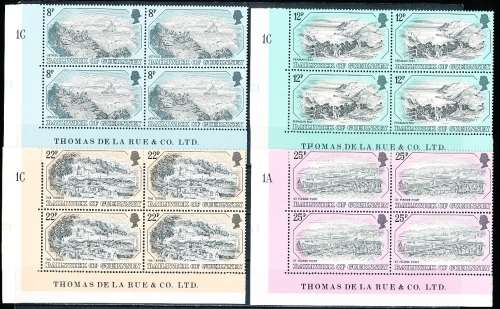 GUERNSEY   - 1982   Old Copperplate II   SET  -    FINE  MINT CNTRL BLOCKS