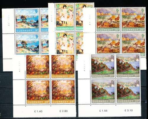 GUERNSEY   - 1983   Paintings of Renoir  SET  -   FINE  MINT CONTROL  BLOCKS