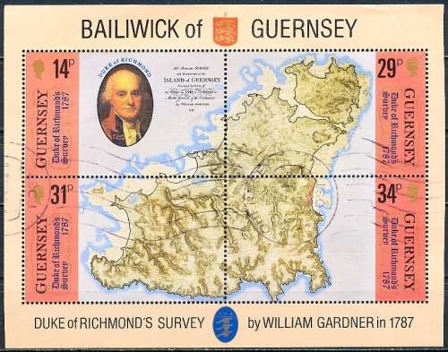 GUERNSEY   - 1987   Duke Of Richmond´s map over Guernsey  MINI SHEET  -   FINE  USED