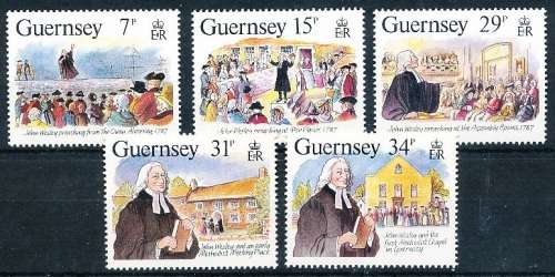 GUERNSEY   - 1987     visit from John Wesley   SET  -   FINE  MINT