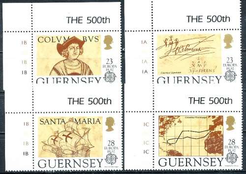 GUERNSEY   - 1992  EUROPA Stamps -  Discovery of America  SET  -   MINT