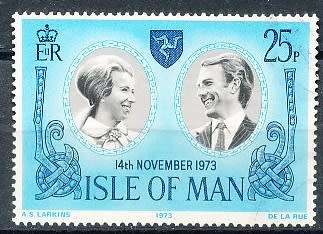 ISLE of MAN  - 1973  Princess Ann and Captain Mark Philips  -  FINE USED