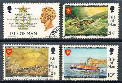 ISLE of MAN  - 1974   Lifeboat Institution  SET  -  FINE    USED