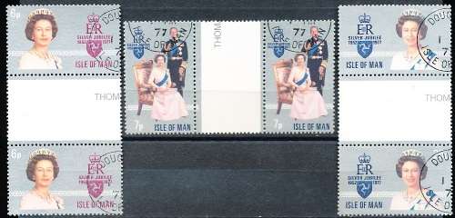ISLE of MAN  - 1977  Queen Elizabeth  SET    -  FINE  CTO  GUTTER PAIRS