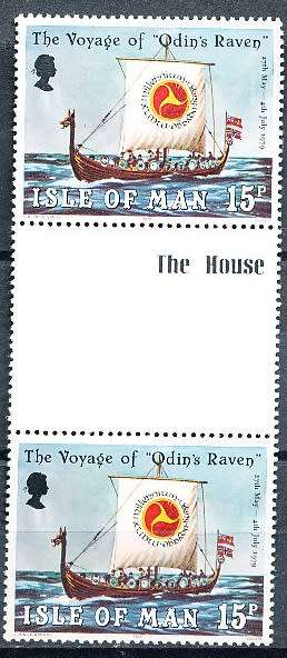 ISLE of MAN  - 1979   Voyage of `Odin`s Raven`  SET   -  FINE  MINT GUTTER PAIR